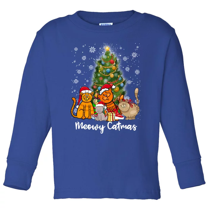 Meowy Catmas Funny Cat Lover Meowy Catmas Gift Toddler Long Sleeve Shirt