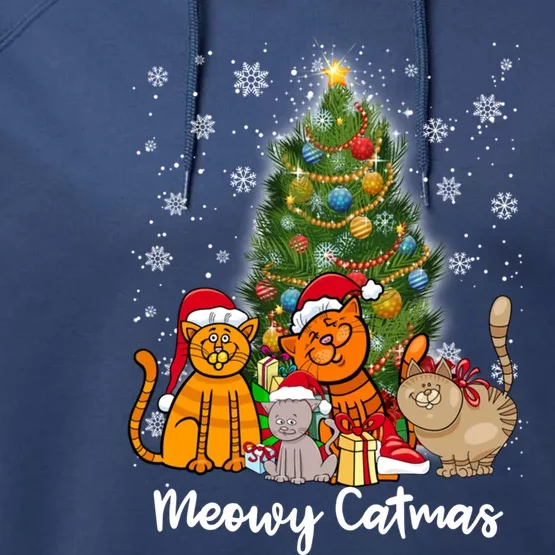 Meowy Catmas Funny Cat Lover Meowy Catmas Gift Performance Fleece Hoodie