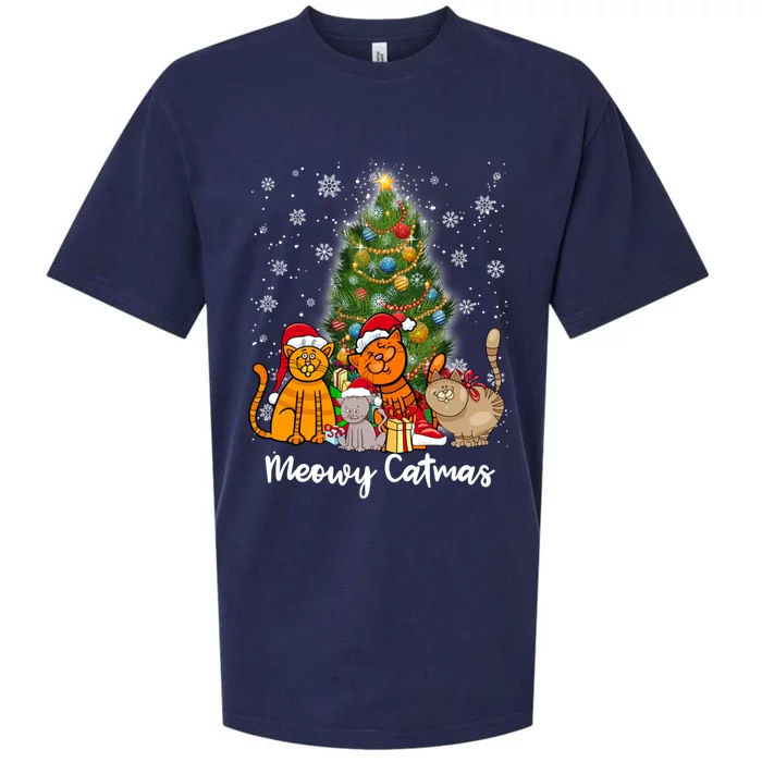 Meowy Catmas Funny Cat Lover Meowy Catmas Gift Sueded Cloud Jersey T-Shirt