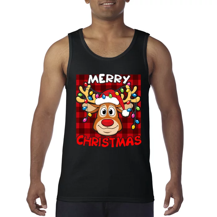 Merry Christmas Funny Reindeer Xmas Family Tank Top