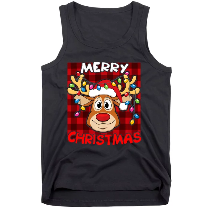 Merry Christmas Funny Reindeer Xmas Family Tank Top