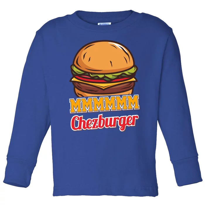 Mmmm Chezburger Funny Hamburger Outfit Hamburger Great Gift Toddler Long Sleeve Shirt