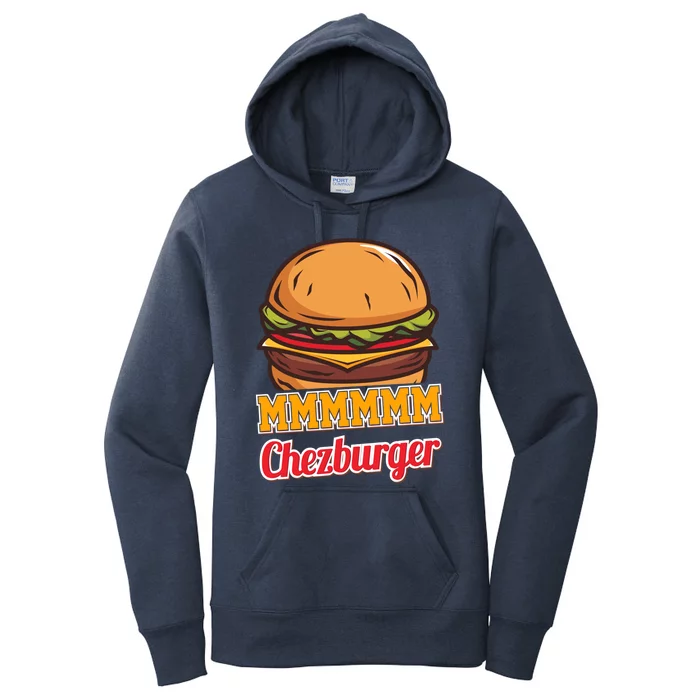 Mmmm Chezburger Funny Hamburger Outfit Hamburger Great Gift Women's Pullover Hoodie