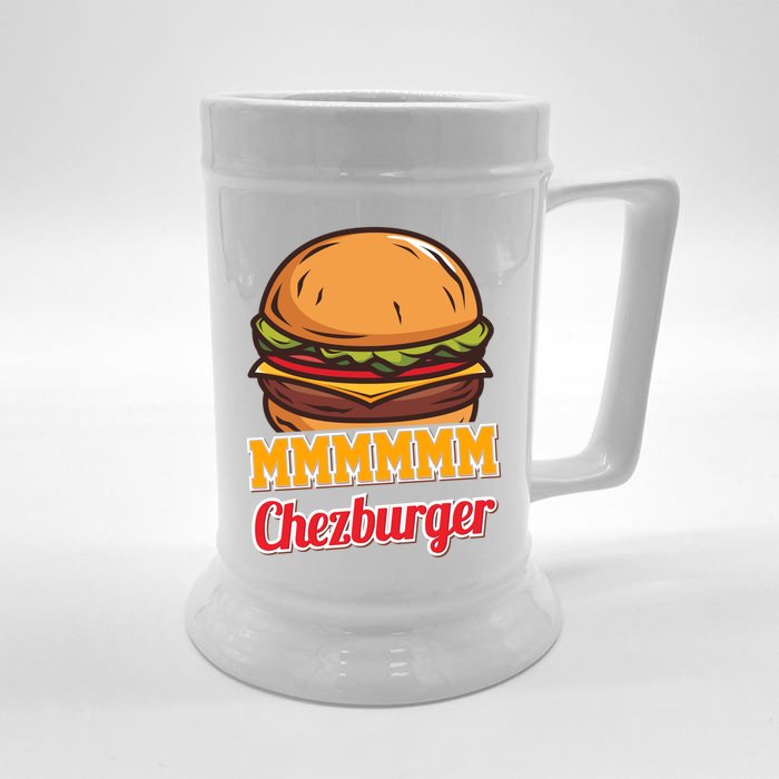 Mmmm Chezburger Funny Hamburger Outfit Hamburger Great Gift Front & Back Beer Stein