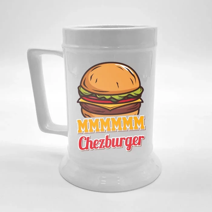 Mmmm Chezburger Funny Hamburger Outfit Hamburger Great Gift Front & Back Beer Stein