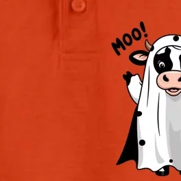 Moo! Cute Funny Cow Ghost Halloween Dry Zone Grid Performance Polo