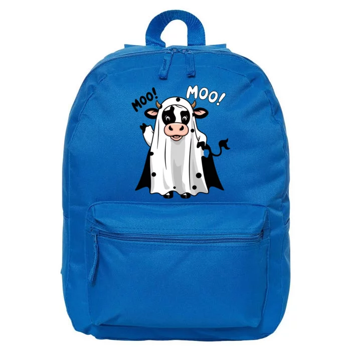 Moo! Cute Funny Cow Ghost Halloween 16 in Basic Backpack