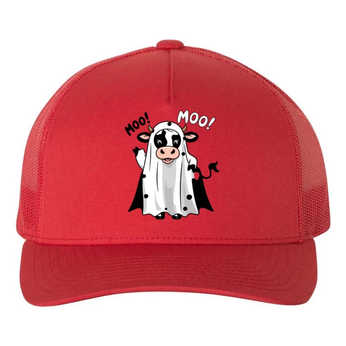 Moo! Cute Funny Cow Ghost Halloween Yupoong Adult 5-Panel Trucker Hat