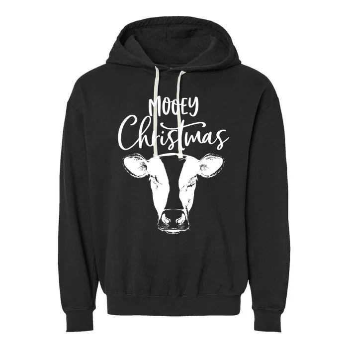 Mooey Christmas Funny Christmas Cow Cool Gift Garment-Dyed Fleece Hoodie