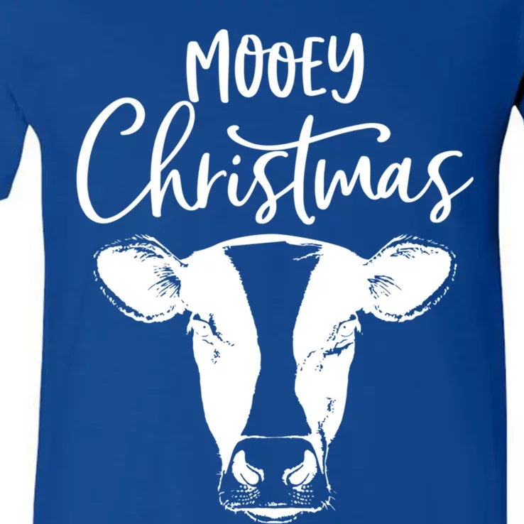 Mooey Christmas Funny Christmas Cow Cool Gift V-Neck T-Shirt