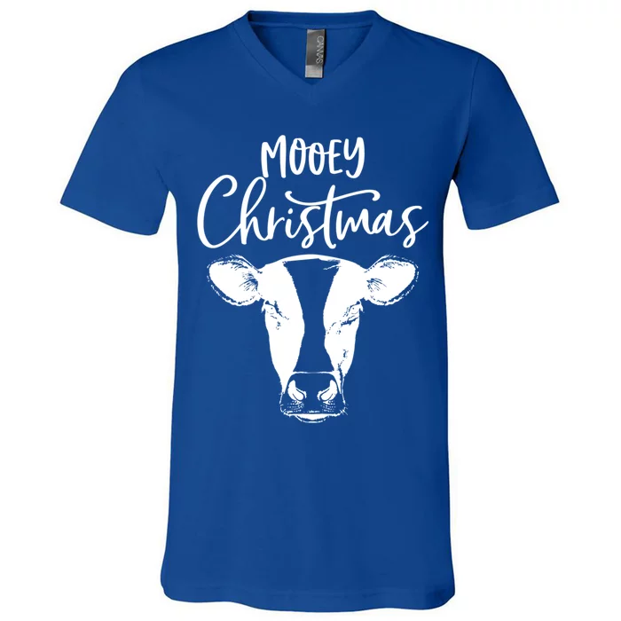 Mooey Christmas Funny Christmas Cow Cool Gift V-Neck T-Shirt