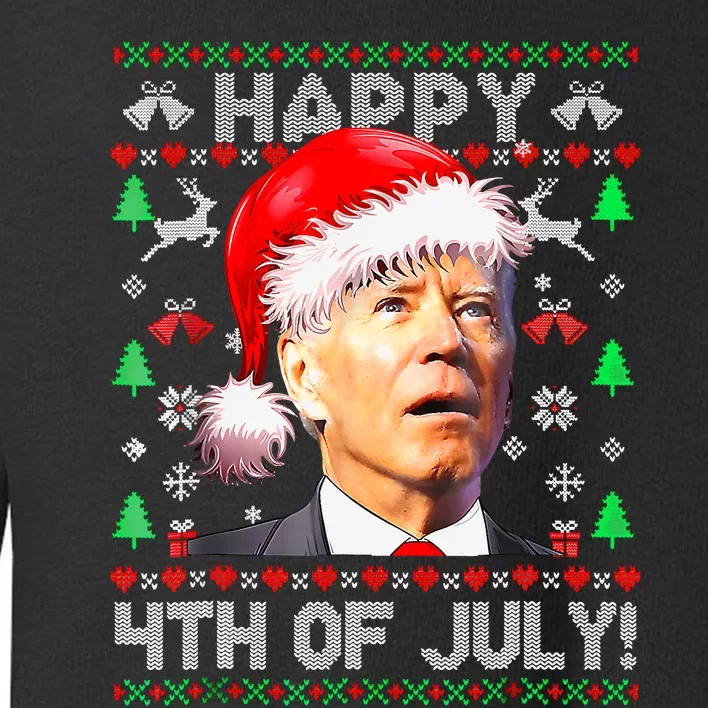 Merry Christmas Funny Joe Biden Happy 4th Of July Ugly Xmas Toddler Sweatshirt