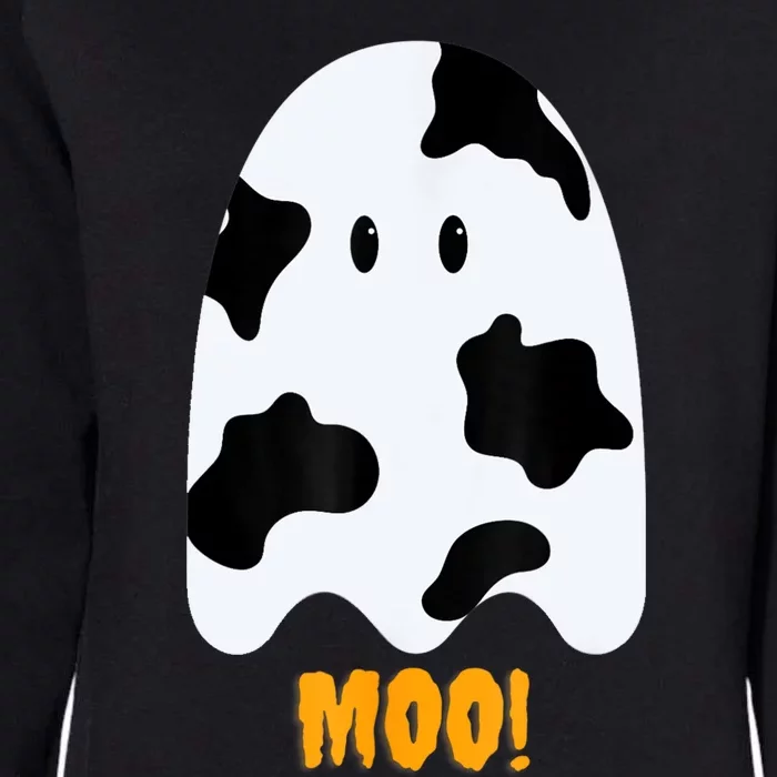 Moo! Cute Funny Cow Print Ghost Halloween Womens California Wash Sweatshirt