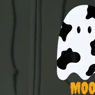 Moo! Cute Funny Cow Print Ghost Halloween Full Zip Hoodie