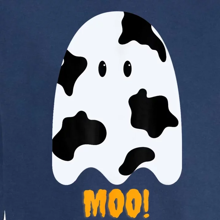 Moo! Cute Funny Cow Print Ghost Halloween Garment-Dyed Sweatshirt