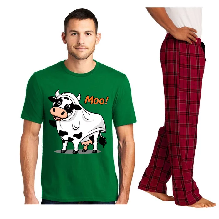 Moo! Cute Funny Cow Print Ghost Halloween Pajama Set