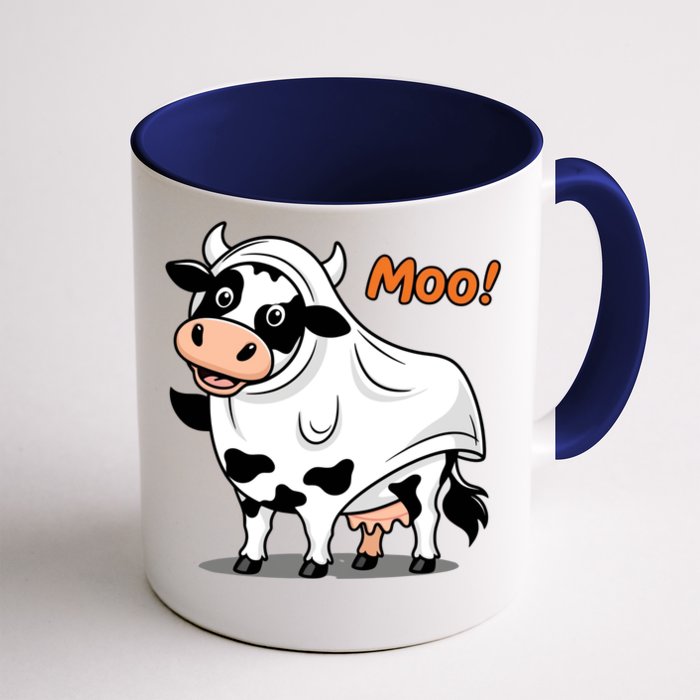 Moo! Cute Funny Cow Print Ghost Halloween Front & Back Coffee Mug