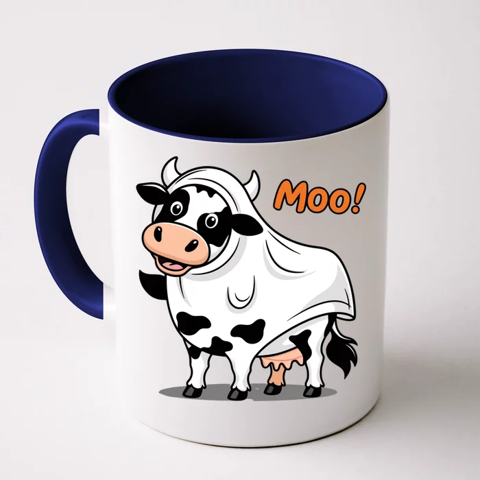 Moo! Cute Funny Cow Print Ghost Halloween Front & Back Coffee Mug