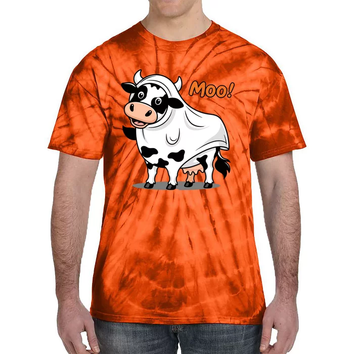 Moo! Cute Funny Cow Print Ghost Halloween Tie-Dye T-Shirt