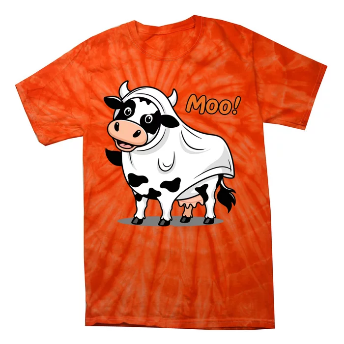 Moo! Cute Funny Cow Print Ghost Halloween Tie-Dye T-Shirt