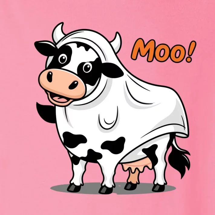 Moo! Cute Funny Cow Print Ghost Halloween Toddler Long Sleeve Shirt