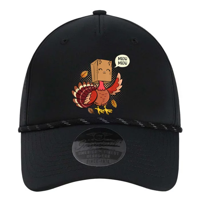 Meow Cat Funny Turkey Thanksgiving Holiday Performance The Dyno Cap