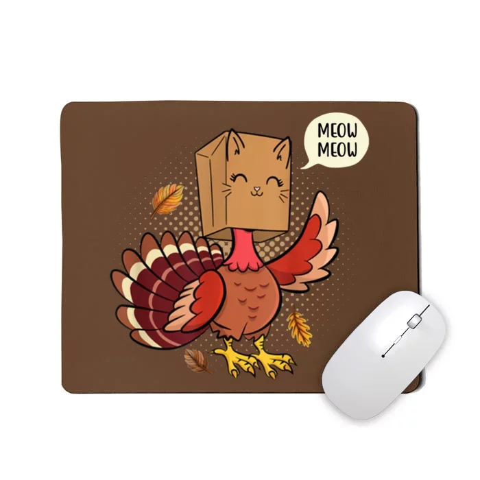 Meow Cat Funny Turkey Thanksgiving Holiday Mousepad