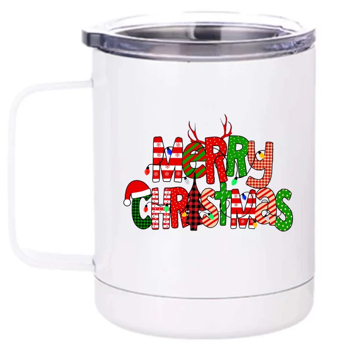 Merry Christmas Family Matching Front & Back 12oz Stainless Steel Tumbler Cup