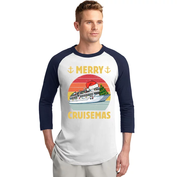 Merry Cruisemas Funny Cruise Ship Family Christmas Vintage Cool Gift Baseball Sleeve Shirt