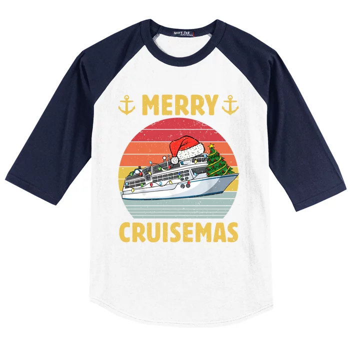 Merry Cruisemas Funny Cruise Ship Family Christmas Vintage Cool Gift Baseball Sleeve Shirt