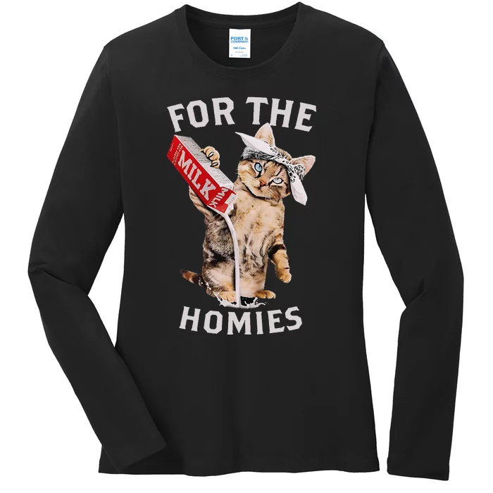 Milk Cat For The Homies Ladies Long Sleeve Shirt