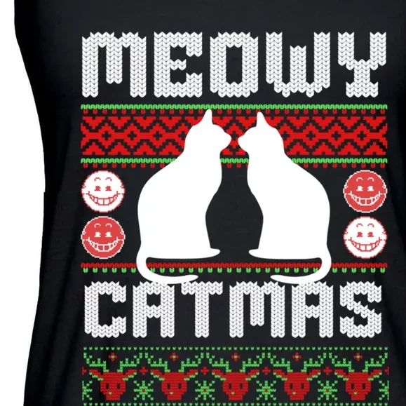 Meowy Catmas Funny Cat Christmas Ugly Ladies Essential Flowy Tank