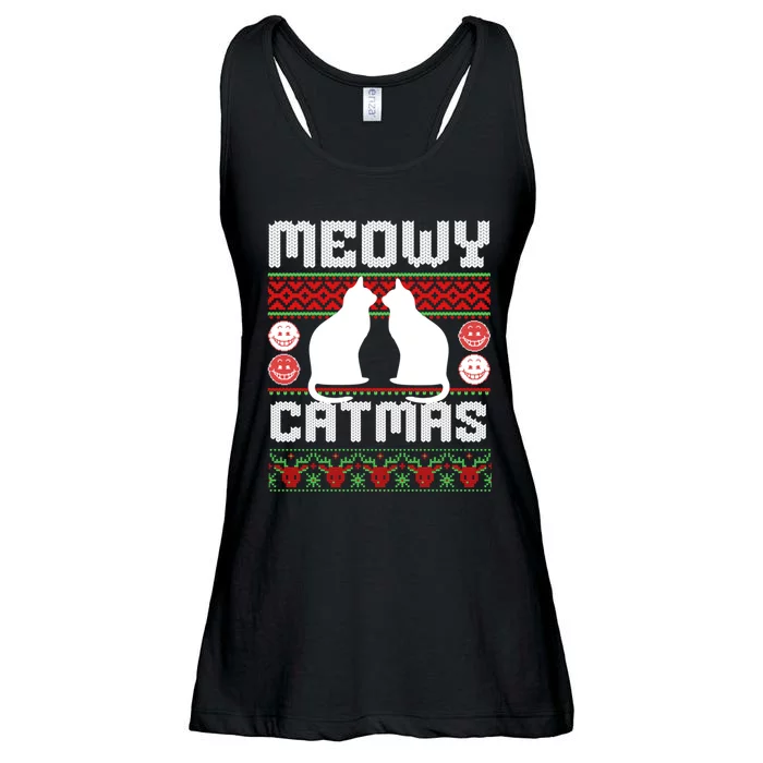 Meowy Catmas Funny Cat Christmas Ugly Ladies Essential Flowy Tank