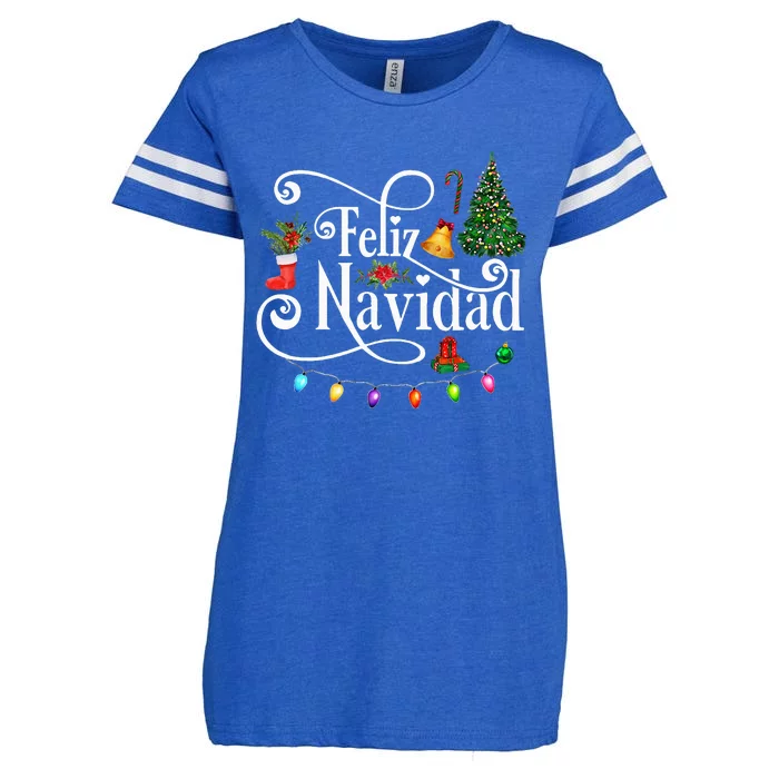 Mexican Christmas Feliz Navidad Spanish Christmas Enza Ladies Jersey Football T-Shirt