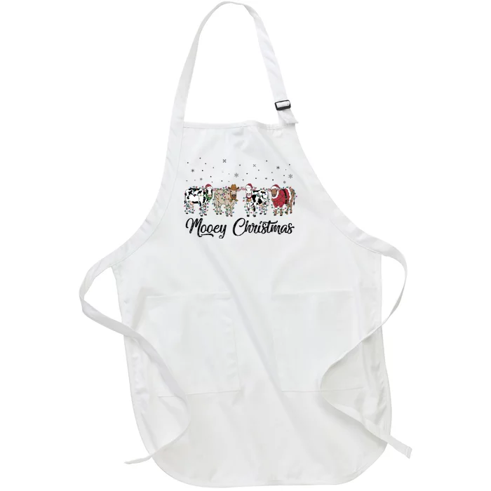 Mooey Christmas Funny Cow Holiday Xmas Holiday Full-Length Apron With Pocket