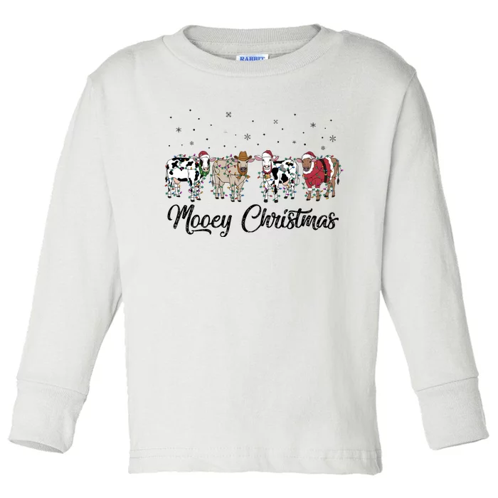 Mooey Christmas Funny Cow Holiday Xmas Holiday Toddler Long Sleeve Shirt