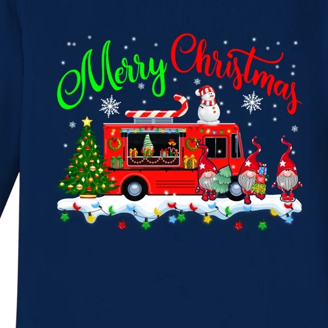 Merry Christmas Funny Christmas Camping Truck Camper Gnome Great Gift Baby Long Sleeve Bodysuit