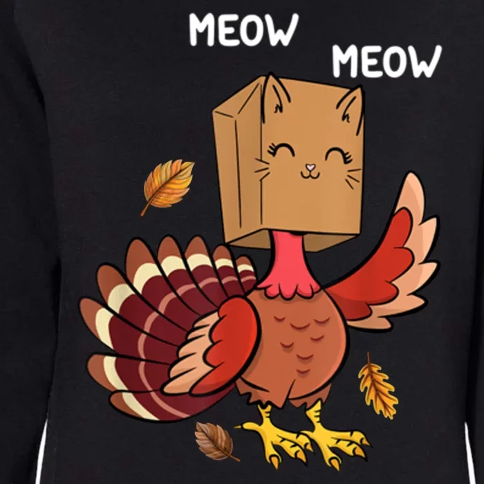 Meow Cat Funny Thanksgiving Turkey Womens California Wash Sweatshirt