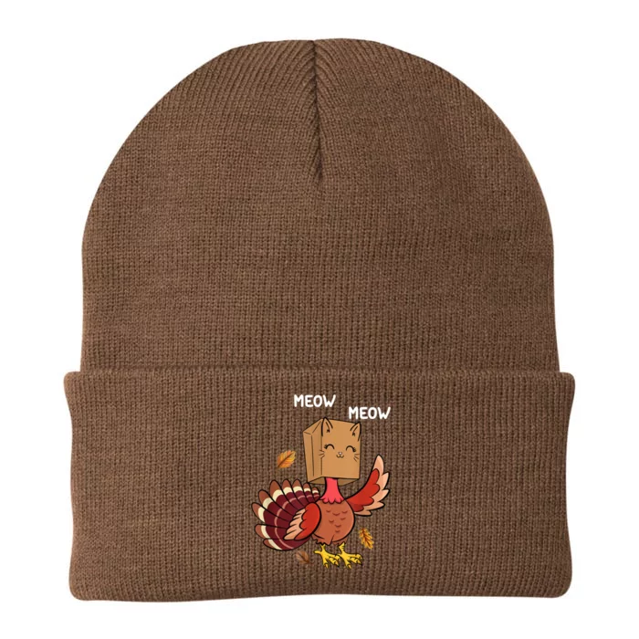 Meow Cat Funny Thanksgiving Turkey Knit Cap Winter Beanie