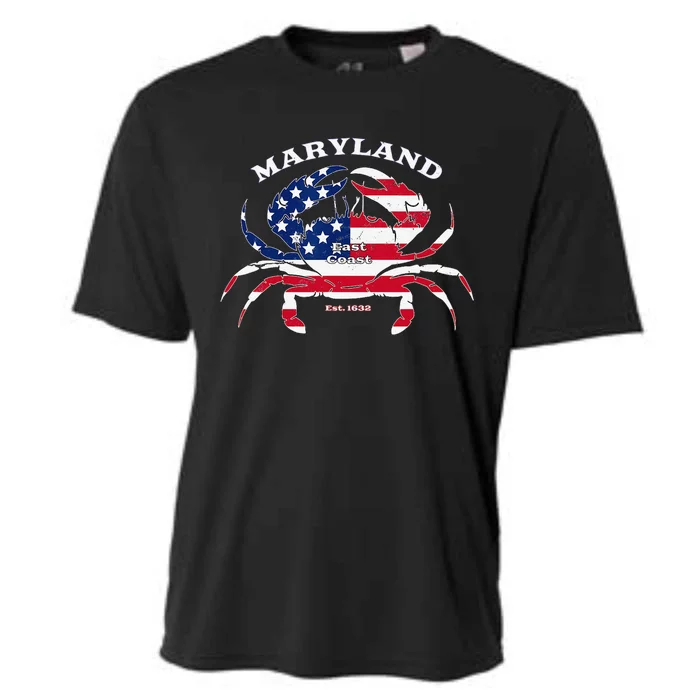 Maryland Crab Flag Patriotic and Quirky Summertime USA Cooling Performance Crew T-Shirt