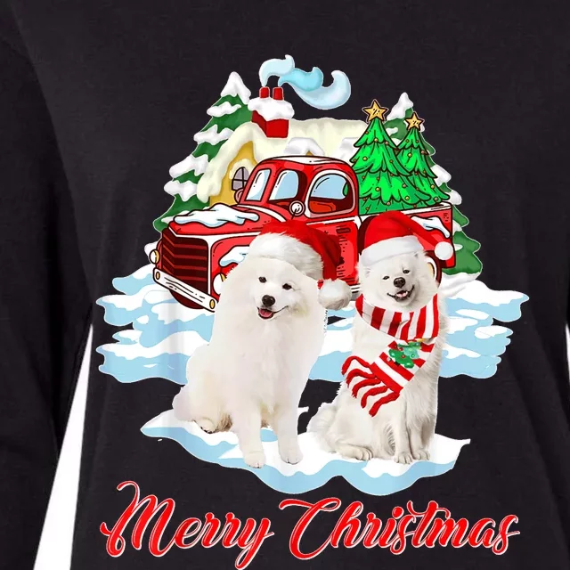 Merry Christmas Funny Santa Samoyed Dog Lover Christmas Womens Cotton Relaxed Long Sleeve T-Shirt