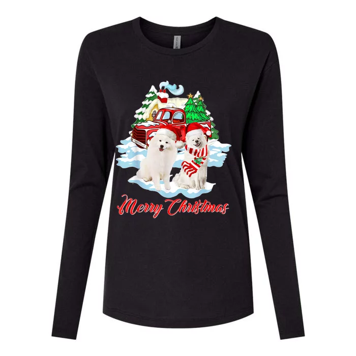 Merry Christmas Funny Santa Samoyed Dog Lover Christmas Womens Cotton Relaxed Long Sleeve T-Shirt