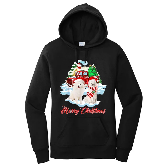 Merry Christmas Funny Santa Samoyed Dog Lover Christmas Women's Pullover Hoodie