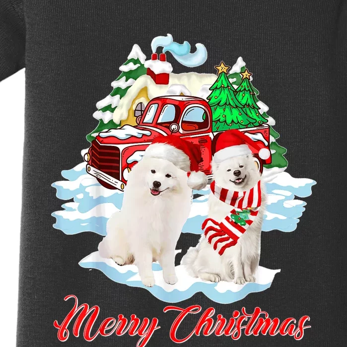 Merry Christmas Funny Santa Samoyed Dog Lover Christmas Baby Bodysuit