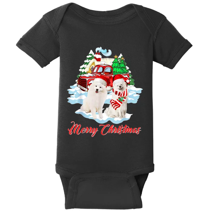 Merry Christmas Funny Santa Samoyed Dog Lover Christmas Baby Bodysuit