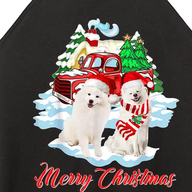 Merry Christmas Funny Santa Samoyed Dog Lover Christmas Women’s Perfect Tri Rocker Tank