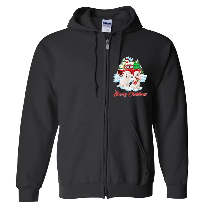 Merry Christmas Funny Santa Samoyed Dog Lover Christmas Full Zip Hoodie