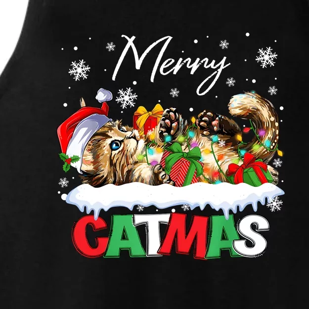 Merry Catmas Funny Cat Dad Cat Mom Christmas Cat Ladies Tri-Blend Wicking Tank