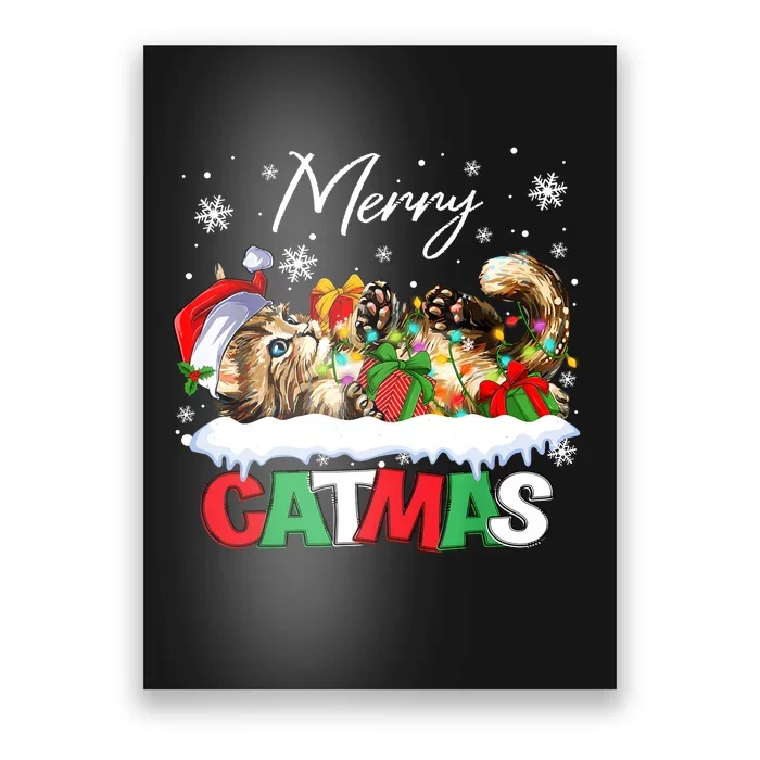 Merry Catmas Funny Cat Dad Cat Mom Christmas Cat Poster