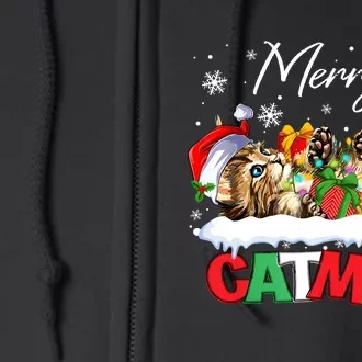 Merry Catmas Funny Cat Dad Cat Mom Christmas Cat Full Zip Hoodie